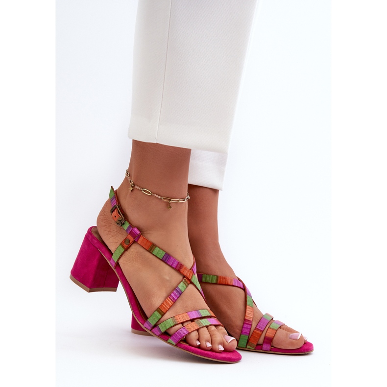 Suede Sandals on a Low Heel Maciejka 06653-15 Fuchsia pink 2
