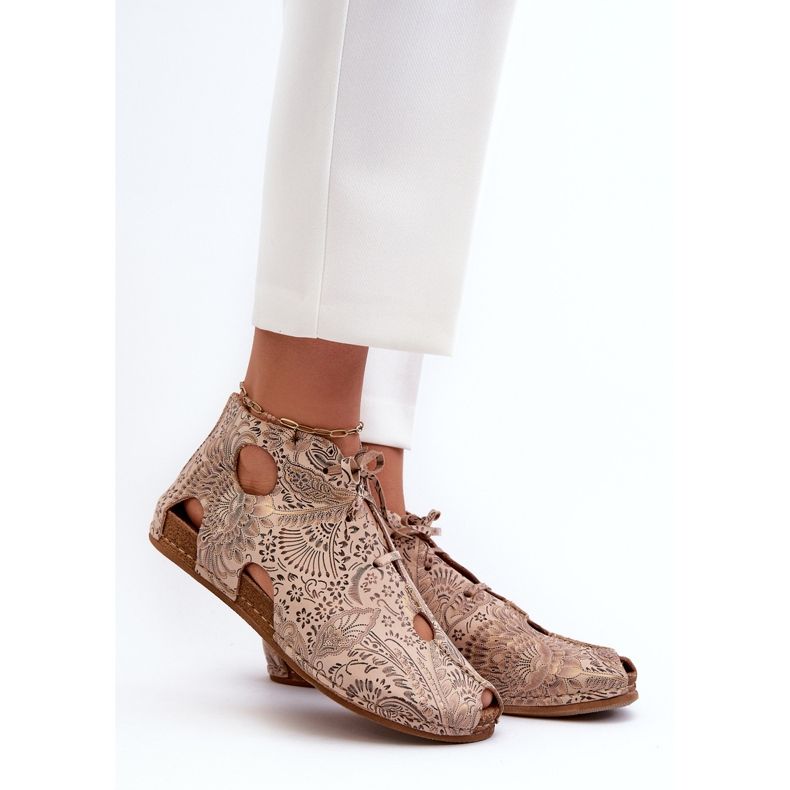 Patterned Leather Ankle Boots Maciejka 03426-02 Beige 2 Patterned Leather Ankle Boots Maciejka 03426-02 Beige 2