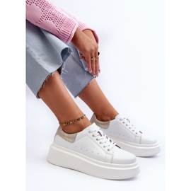 S.Barski D&amp;A Women's Platform Sneakers LR568 White 1