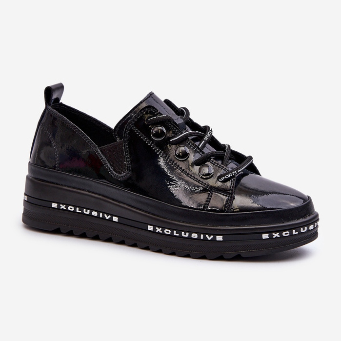 Women's Lace-Up Shoes On Platform Natural Leather S.Barski LR620 Black 1 Women's Lace-Up Shoes On Platform Natural Leather S.Barski LR620 Black 1