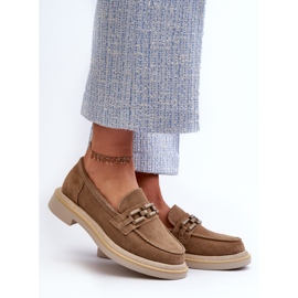 S.Barski Women's Suede Moccasins On a Flat Heel With Decoration D&amp;A TW101 Brown 2