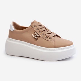 Women's Leather Sneakers on the Platform Brown Pernalia 1 Women's Leather Sneakers on the Platform Brown Pernalia 1