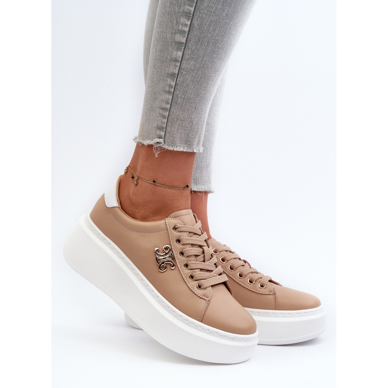 Women's Leather Sneakers on the Platform Brown Pernalia 2 Women's Leather Sneakers on the Platform Brown Pernalia 2
