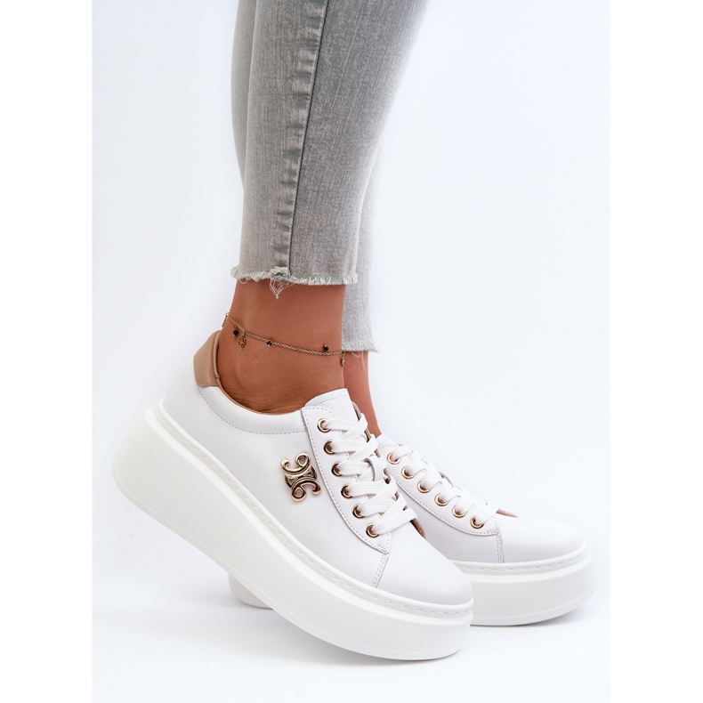 Women's Leather Sneakers on the Platform, White Pernalia 2