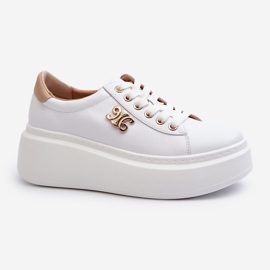 Women's Leather Sneakers on the Platform, White Pernalia 1