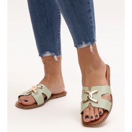 Green flip-flops with a Razanna buckle 1