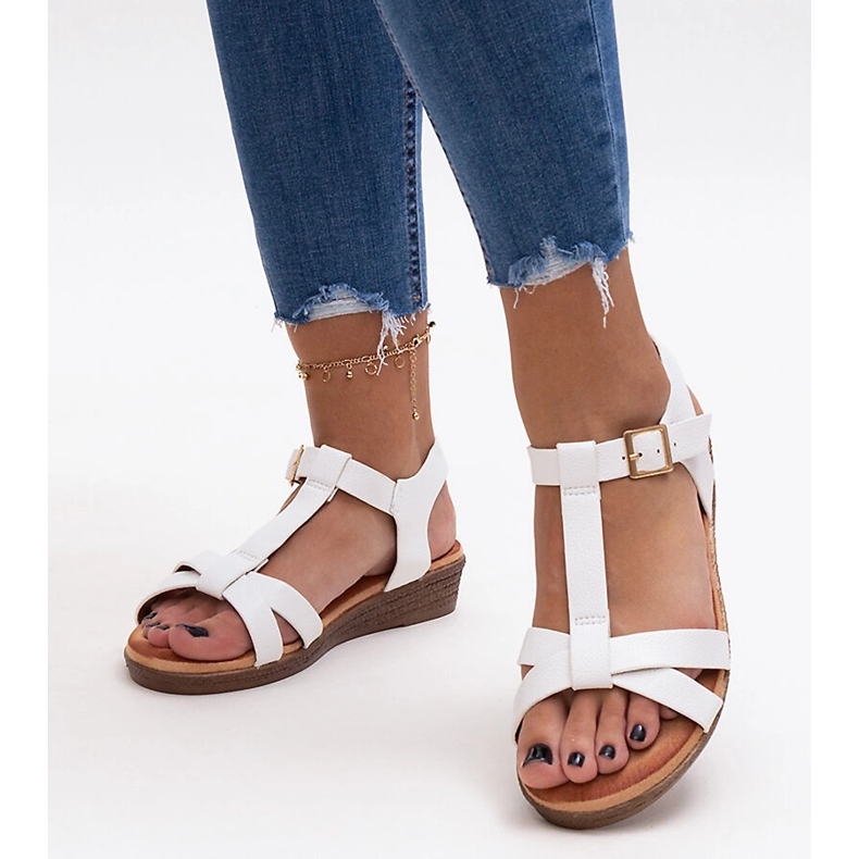 Sherine white low wedge sandals 1