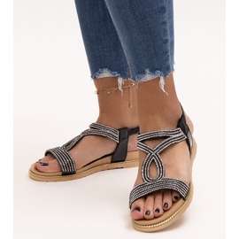 Black sandals decorated with Detila zircons 1