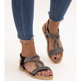 Black sandals decorated with Detila zircons 2