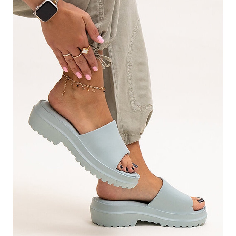 Mint flip-flops with a thick sole by Soiza blue 1