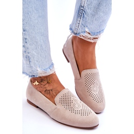 S.Barski Women's suede openwork beige 3