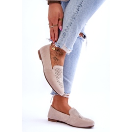 S.Barski Women's suede openwork beige 2