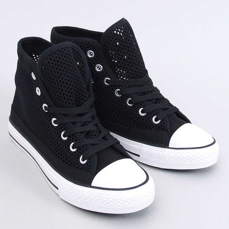 Mousse Black openwork high-top sneakers 1