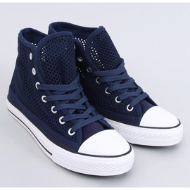 Mousse Navy openwork high-top sneakers blue 1