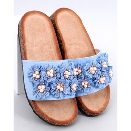 Emiles Blue cork slippers with flowers 1