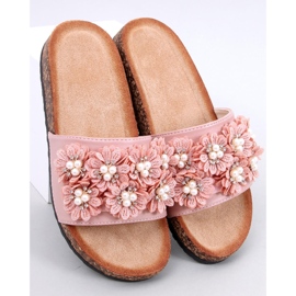 Emiles Pink cork slippers with flowers 1