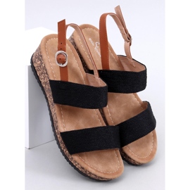 Wadoux Black cork wedge sandals 1