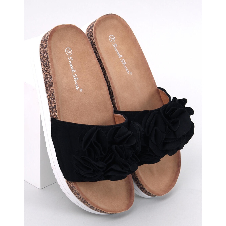 Rizzo Black Flower Slippers 1