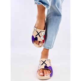 Slippers with a colorful Clancy Khaki print beige 1