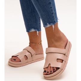 Beige Velcro flip-flops by Kassis 1