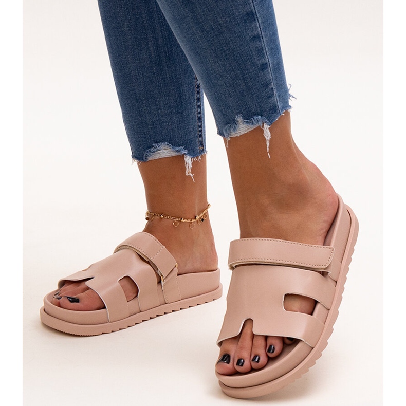 Beige Velcro flip-flops by Kassis 1