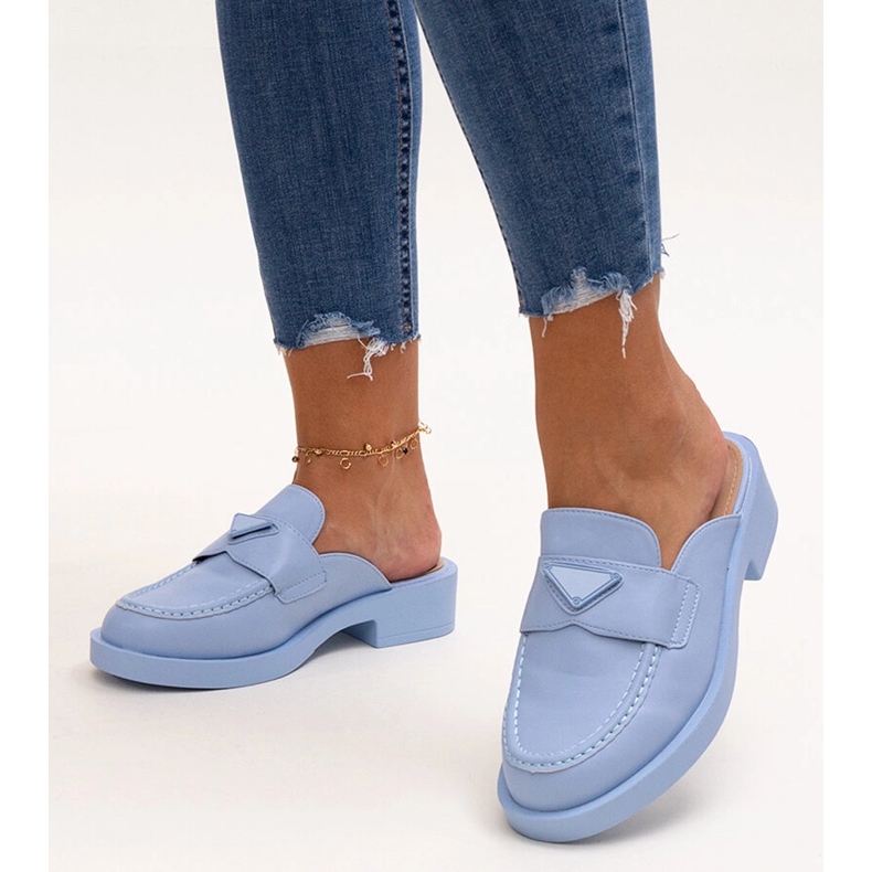 Blue Berkshire closed-toe mules 1