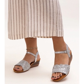 Maimoona embroidered low wedge sandals silver 1 Maimoona embroidered low wedge sandals silver 1