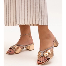 High heel mules decorated with Anbrani zircons golden 1 High heel mules decorated with Anbrani zircons golden 1