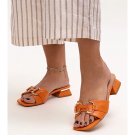 Low-heeled flip-flops with a decorative Luara buckle orange 1