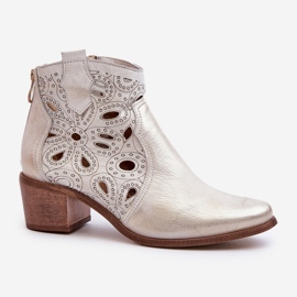 Openwork Leather Ankle Boots Lewski Shoes 3170/2 Rubber Gold golden 1 Openwork Leather Ankle Boots Lewski Shoes 3170/2 Rubber Gold golden 1