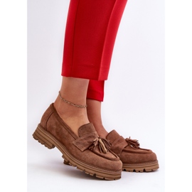 Zazoo 3469 Women's Suede Moccasins With Fringes, Brown 2