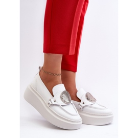 Zazoo 3486 Women's Leather Moccasins With Decoration, White 2 Zazoo 3486 Women's Leather Moccasins With Decoration, White 2