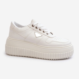 Women's Sneakers Made of Eco Leather on a Massive Platform, White Chrisstin 1