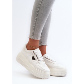 Women's Sneakers Made of Eco Leather on a Massive Platform, White Chrisstin 2