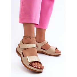 EVento Comfortable Women's Sandals with Velcro, Beige Iphiope 2