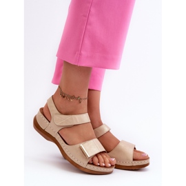 EVento Comfortable Women's Sandals with Velcro, Beige Iphiope 1