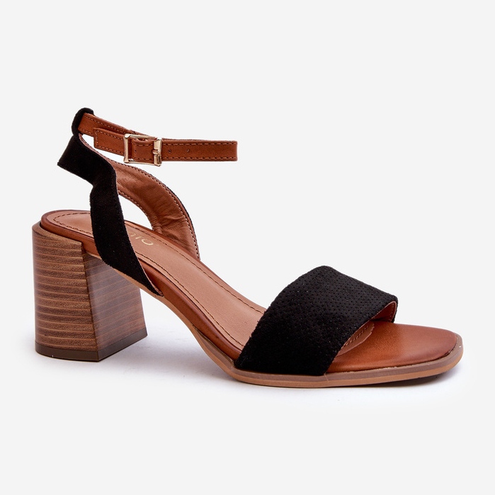 Women's High Heel Sandals Made of Eco Suede Black Ronvia 1 Women's High Heel Sandals Made of Eco Suede Black Ronvia 1