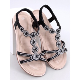 Yvers Black sandals with decorative zircons 1