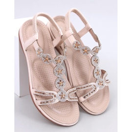 Yvers Beige sandals with decorative zircons 1