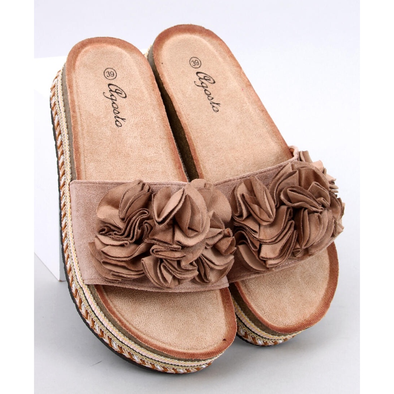 Raven Khaki flip-flops with a thick, colorful sole beige 1