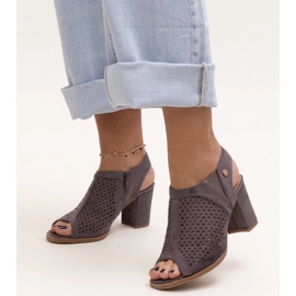 Evento Openwork high-heeled sandals with a leather Heilma insole grey 1