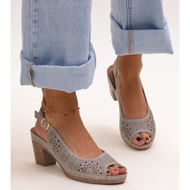 Evento Gray openwork high-heeled sandals from Riessen grey 1