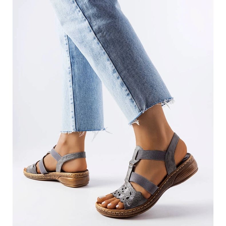 Evento Gray sports sandals with rhinestones from Rossignol grey 1