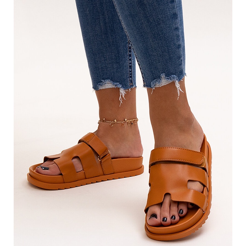 Brown Velcro flip-flops by Kassis 1