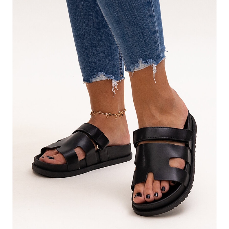 Black Kassis Velcro flip-flops 1