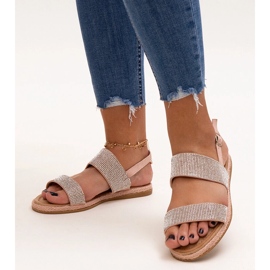 Pink sandals decorated with Carvalia rhinestones 1