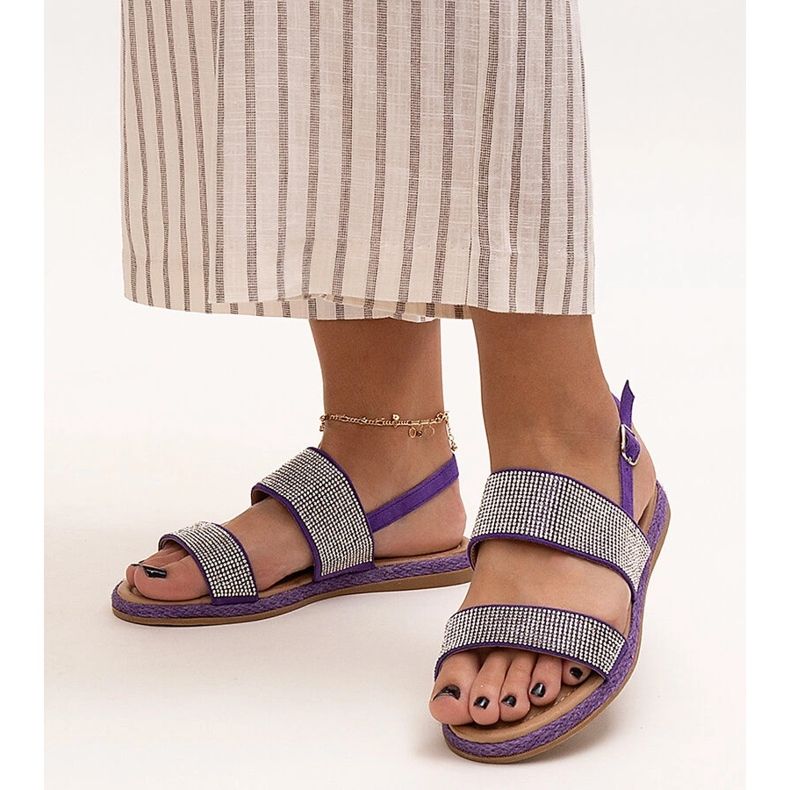 Purple sandals decorated with Carvalia zircons 1