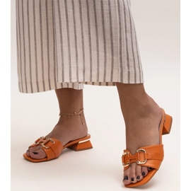 Low-heeled flip-flops with a decorative Luara buckle orange 2