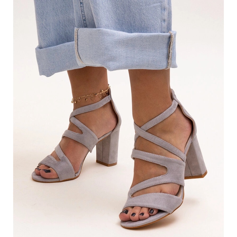 Gray high-heeled sandals with a leather Yanick insole grey 2