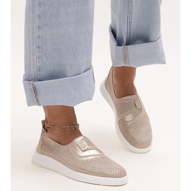 Ethels gold perforated leather sneakers golden 1